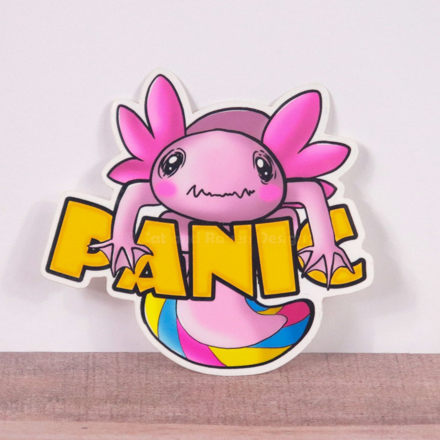 Panic Axolotl vinyl sticker Cat and Raven Designs Soap