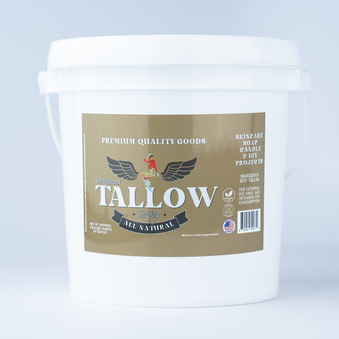 Unscented Beef Tallow - 8 Pounds | 100% Natural & Pure The Lady May