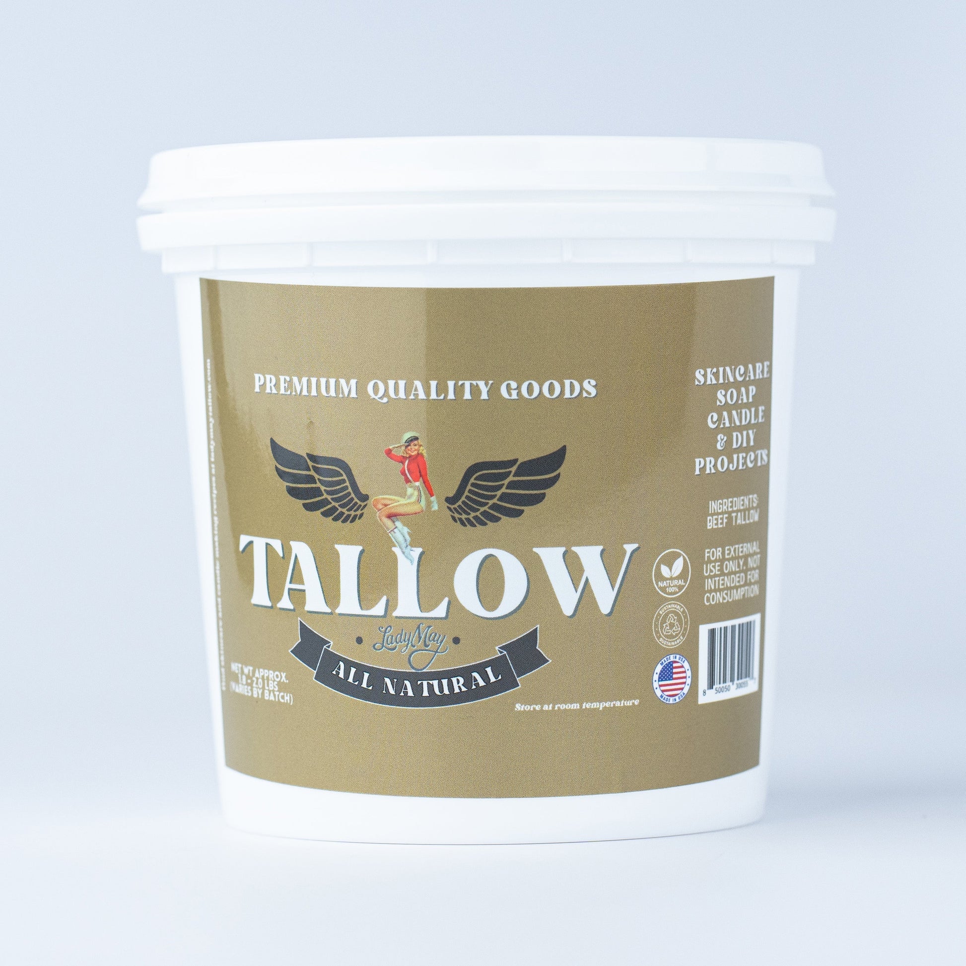 Unscented Beef Tallow - 2 Pounds | 100% Natural & Pure The Lady May