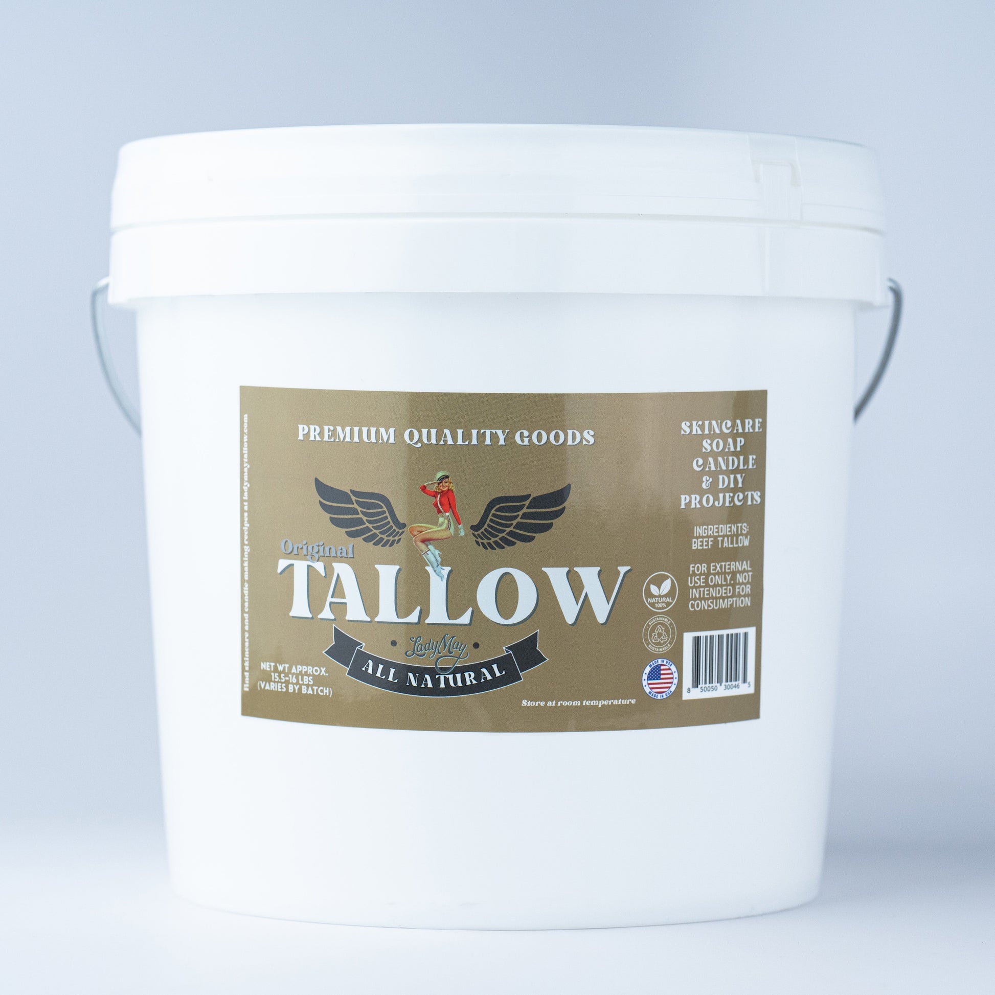 Unscented Beef Tallow - 16 Pounds | 100% Natural & Pure The Lady May