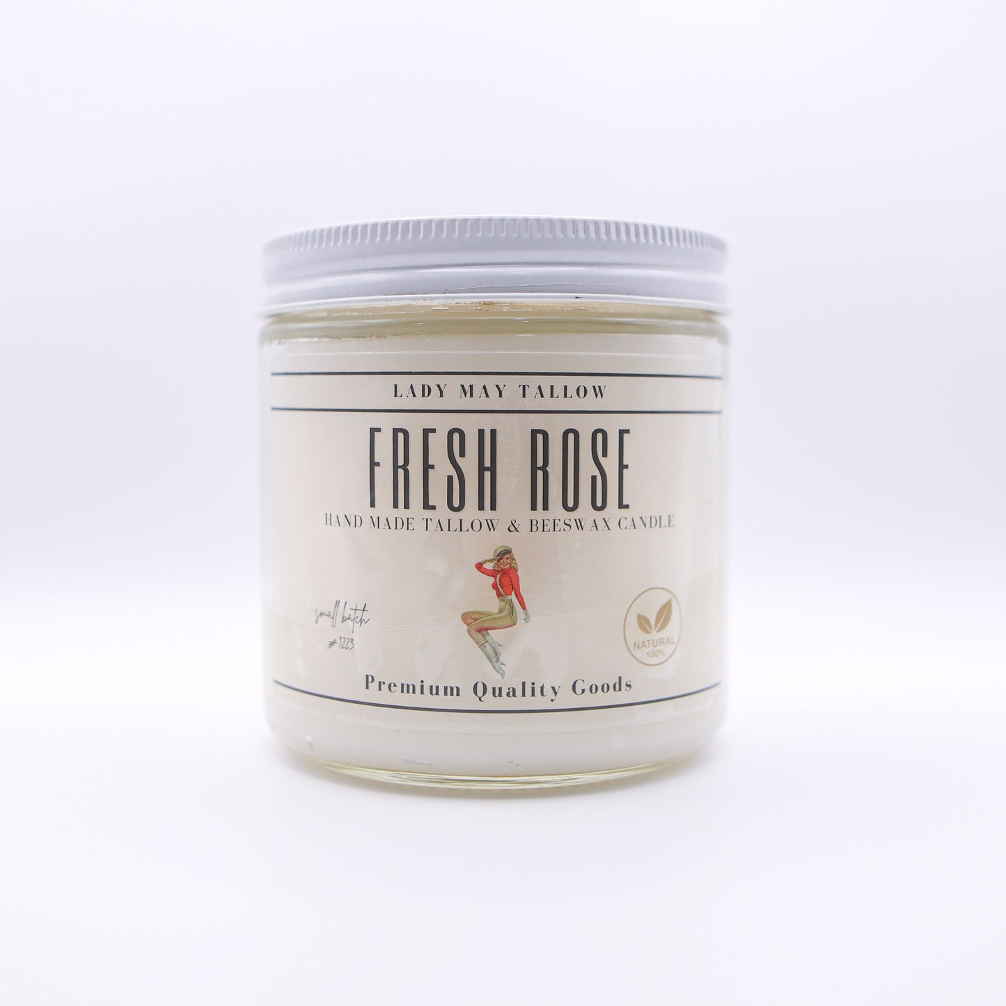 Fresh Rose Tallow & Beeswax Candle | All Natural, Non-toxic, Clean Burning The Lady May