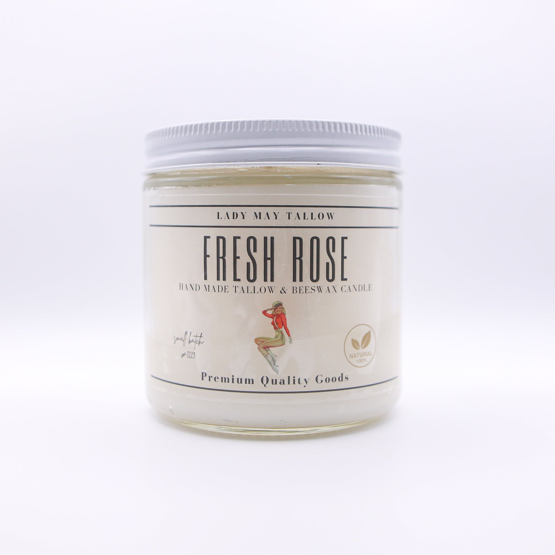 Fresh Rose Tallow & Beeswax Candle | All Natural, Non-toxic, Clean Burning The Lady May