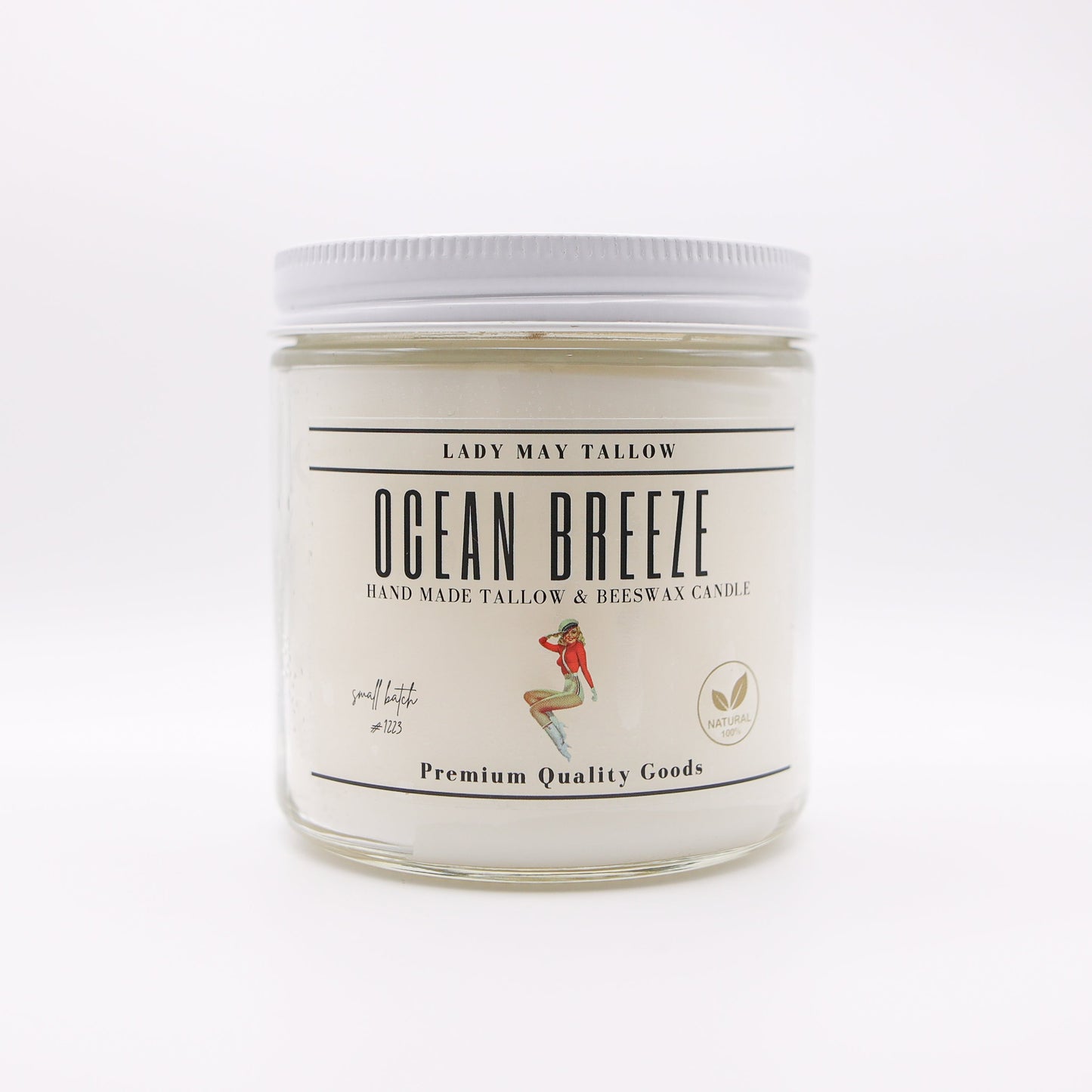 Ocean Breeze Tallow & Beeswax Candle | All Natural, Non-Toxic, Clean Burning The Lady May