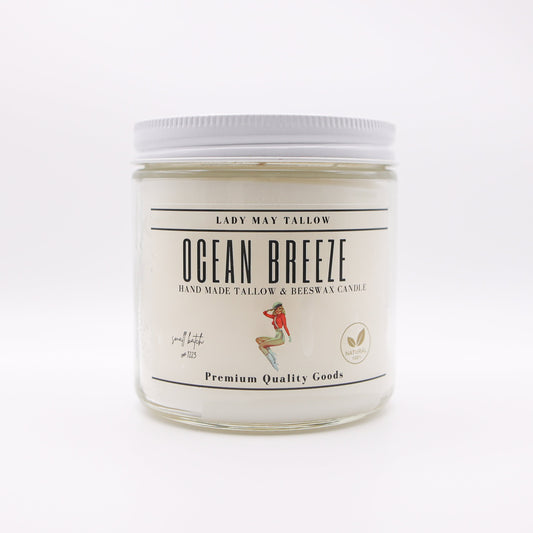 Ocean Breeze Tallow & Beeswax Candle | All Natural, Non-Toxic, Clean Burning The Lady May