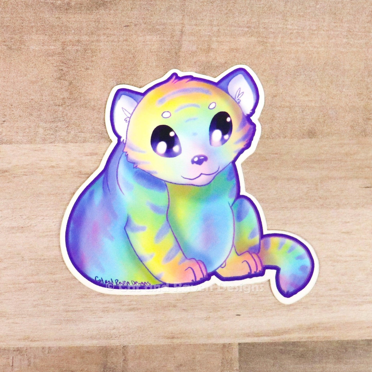 Chunky Rainbow Tiger matte vinyl sticker Cat and Raven Designs Soap