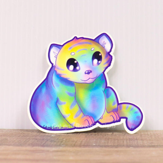 Chunky Rainbow Tiger matte vinyl sticker Cat and Raven Designs Soap