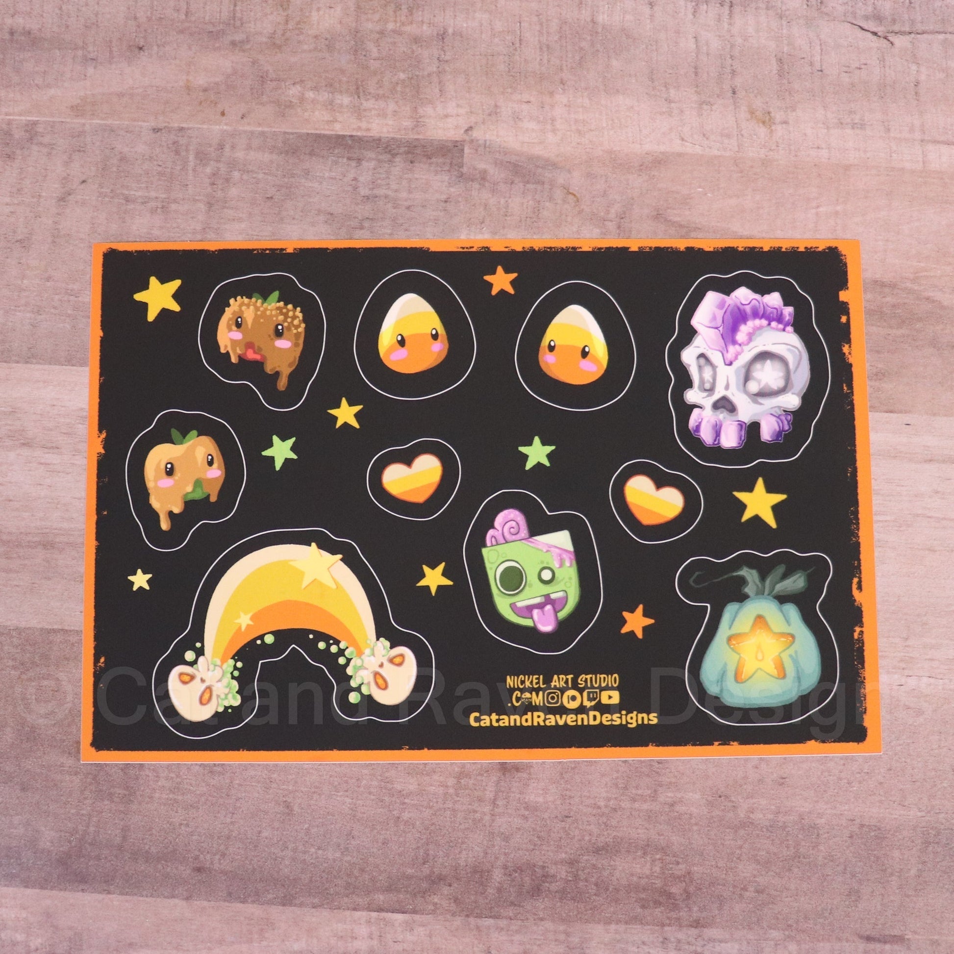 Halloween matte vinyl sticker sheet Cat and Raven Designs Soap