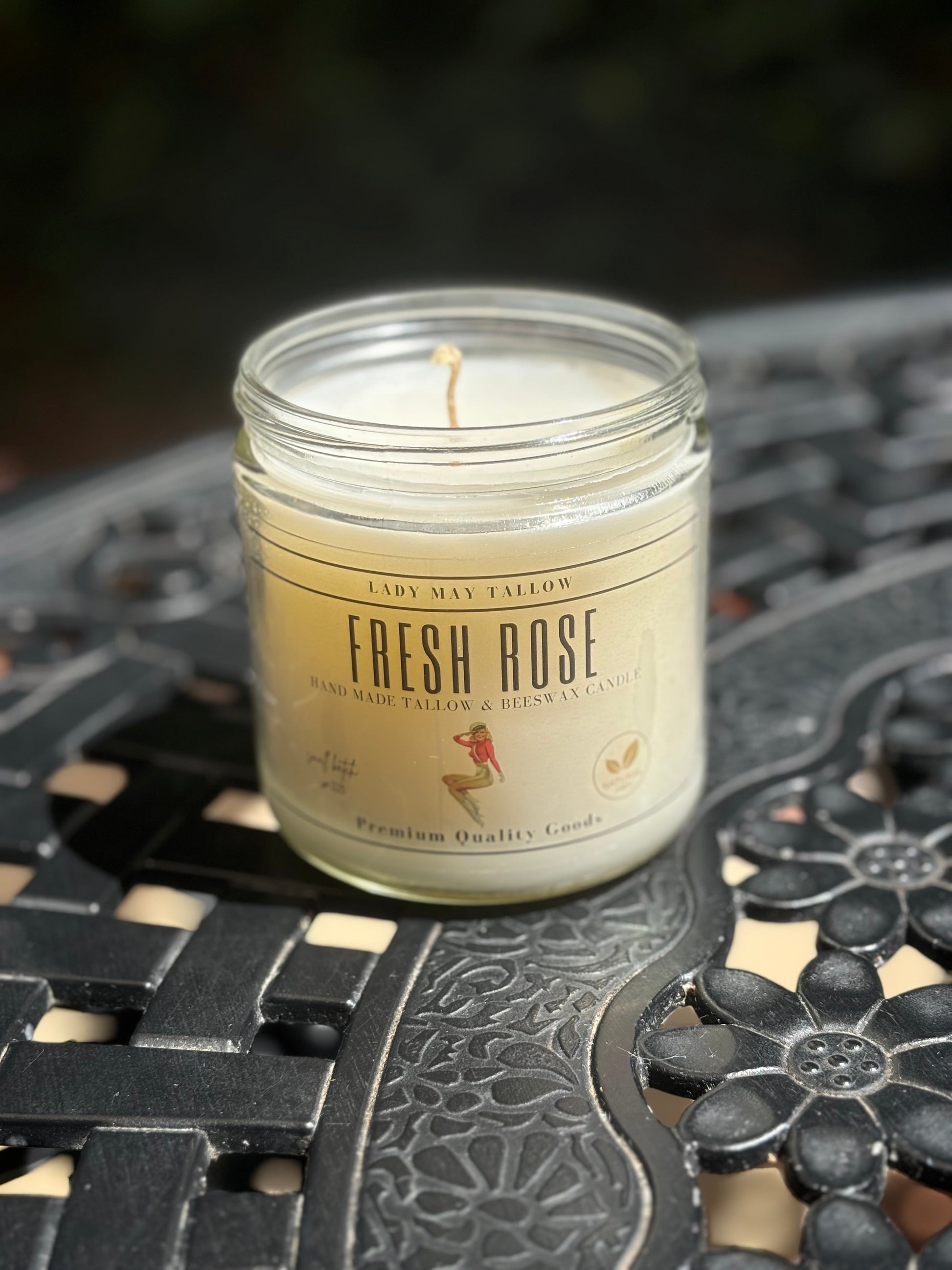 Fresh Rose Tallow & Beeswax Candle | All Natural, Non-toxic, Clean Burning The Lady May
