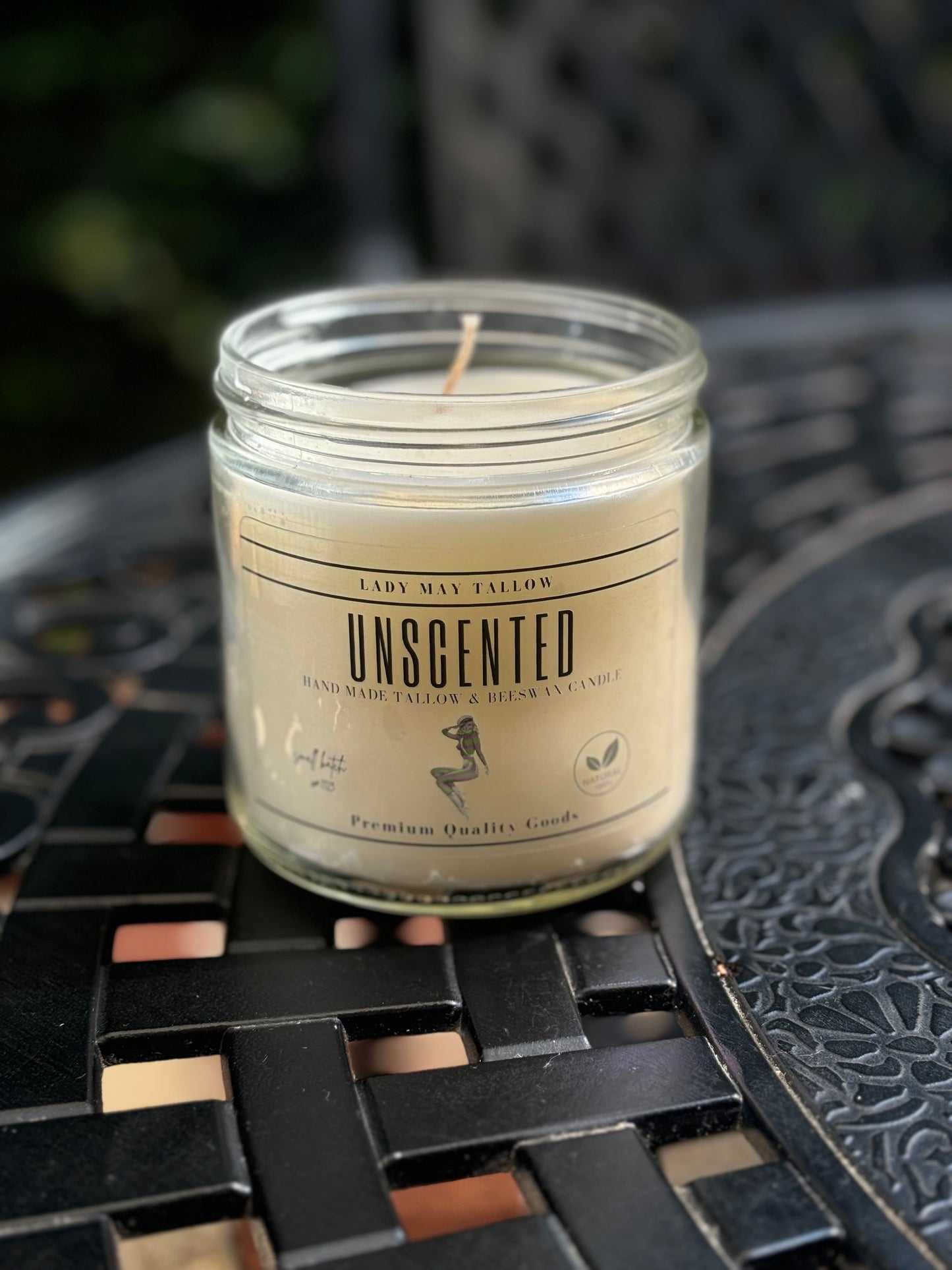 Unscented Tallow & Beeswax Candle | All Natural, Non-Toxic, Clean Burning The Lady May