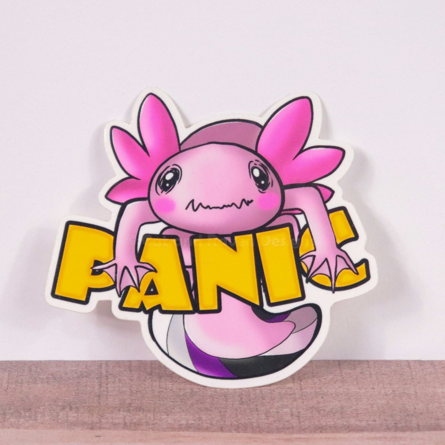Panic Axolotl vinyl sticker Cat and Raven Designs Soap