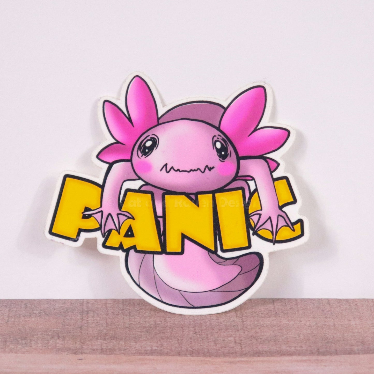 Panic Axolotl vinyl sticker Cat and Raven Designs Soap