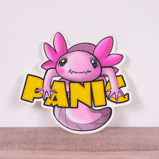 Panic Axolotl vinyl sticker Cat and Raven Designs Soap