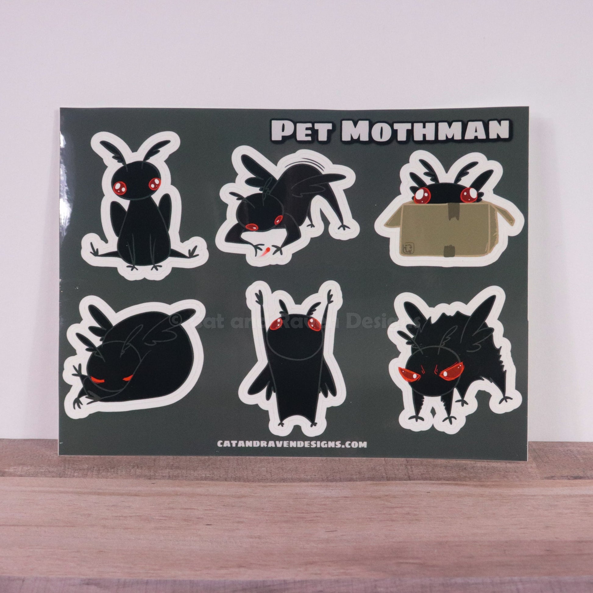 Pet Mothman matte vinyl sticker sheet Cat and Raven Designs Soap