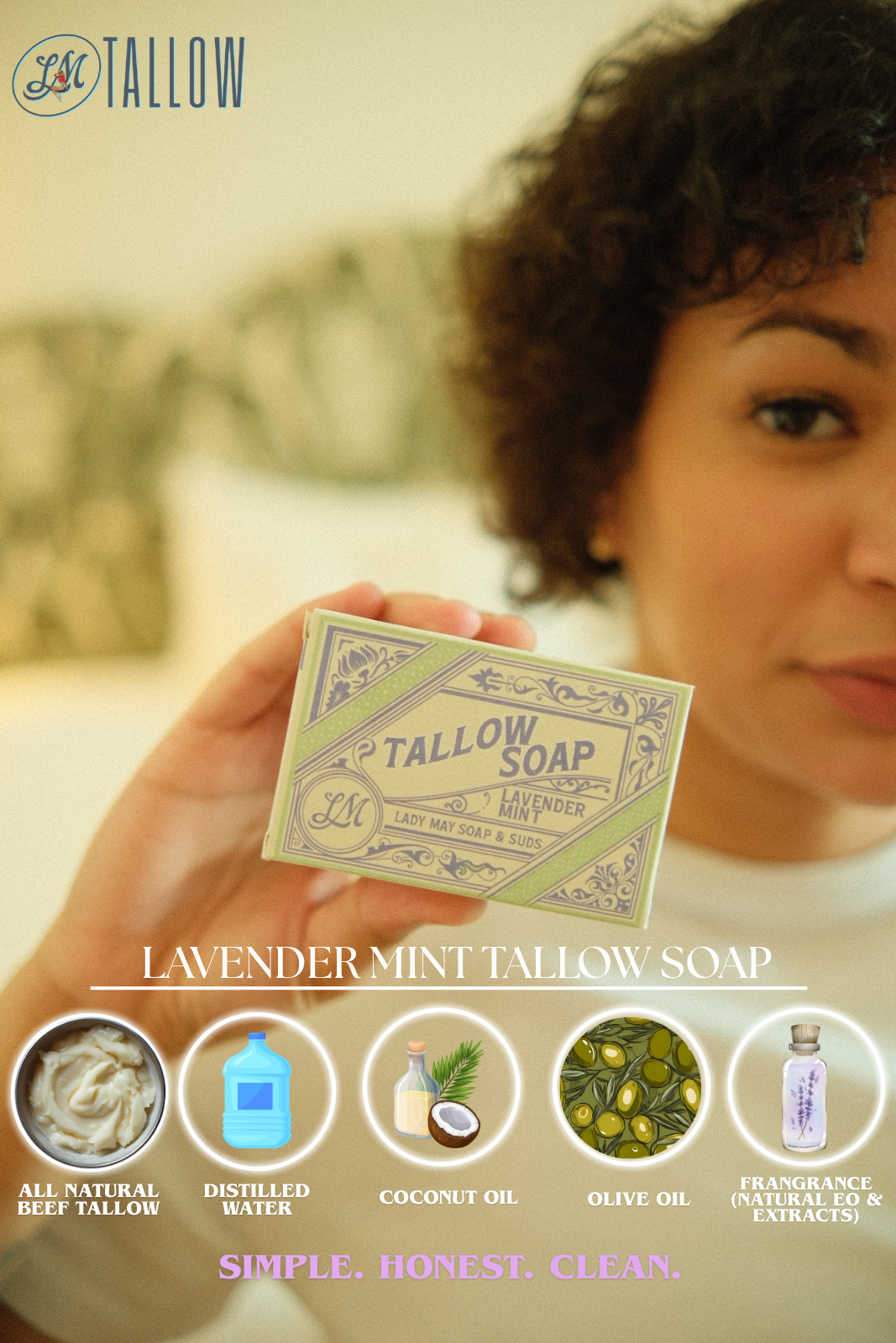 All-Natural Tallow Soap – Lavender Mint & Unscented The Lady May