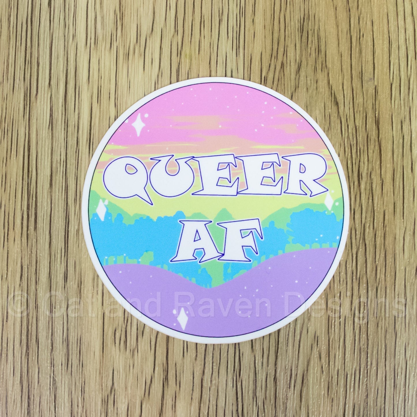 Queer AF vinyl sticker Cat and Raven Designs Soap