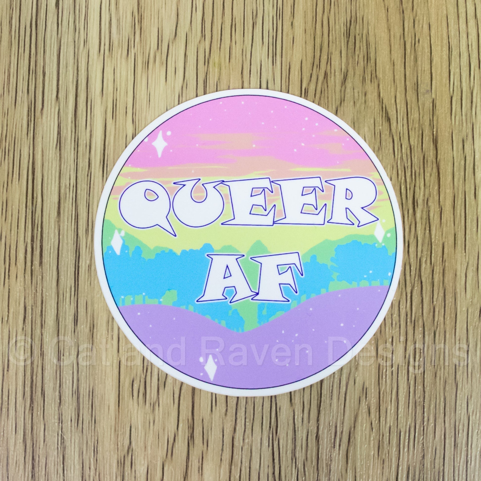 Queer AF vinyl sticker Cat and Raven Designs Soap