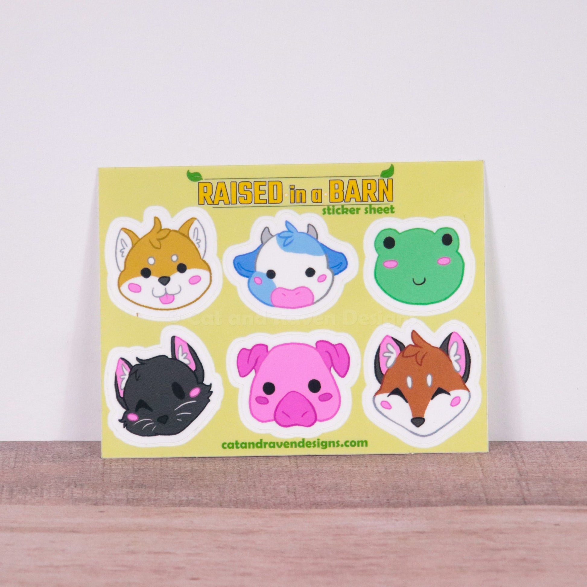 Raised in a Barn chibi farm animal sticker sheet Cat and Raven Designs Soap
