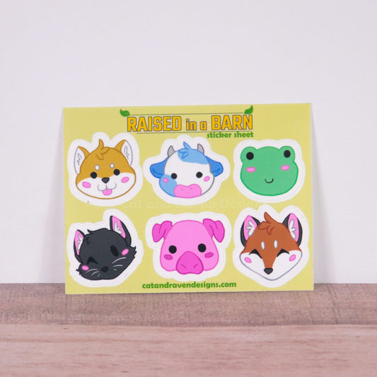 Raised in a Barn chibi farm animal sticker sheet Cat and Raven Designs Soap