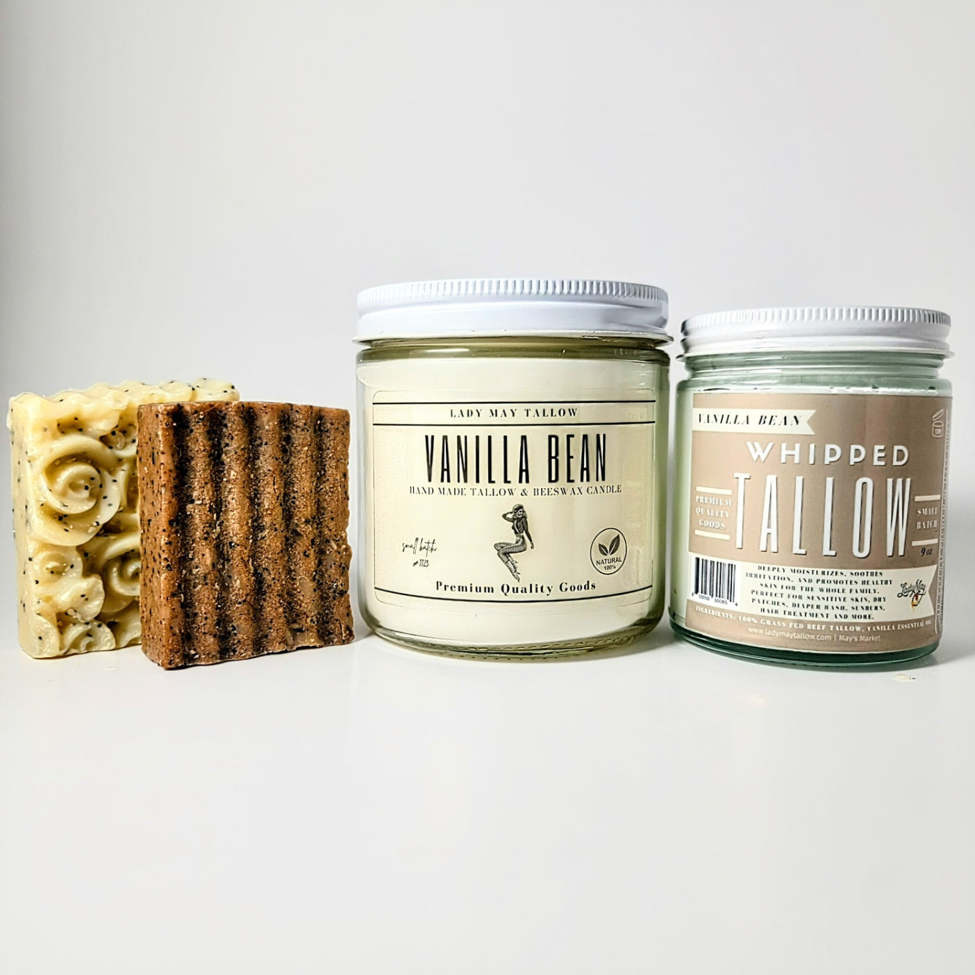 All-Natural Vanilla Gift Set | Whipped Tallow, Candle, and Soap The Lady May