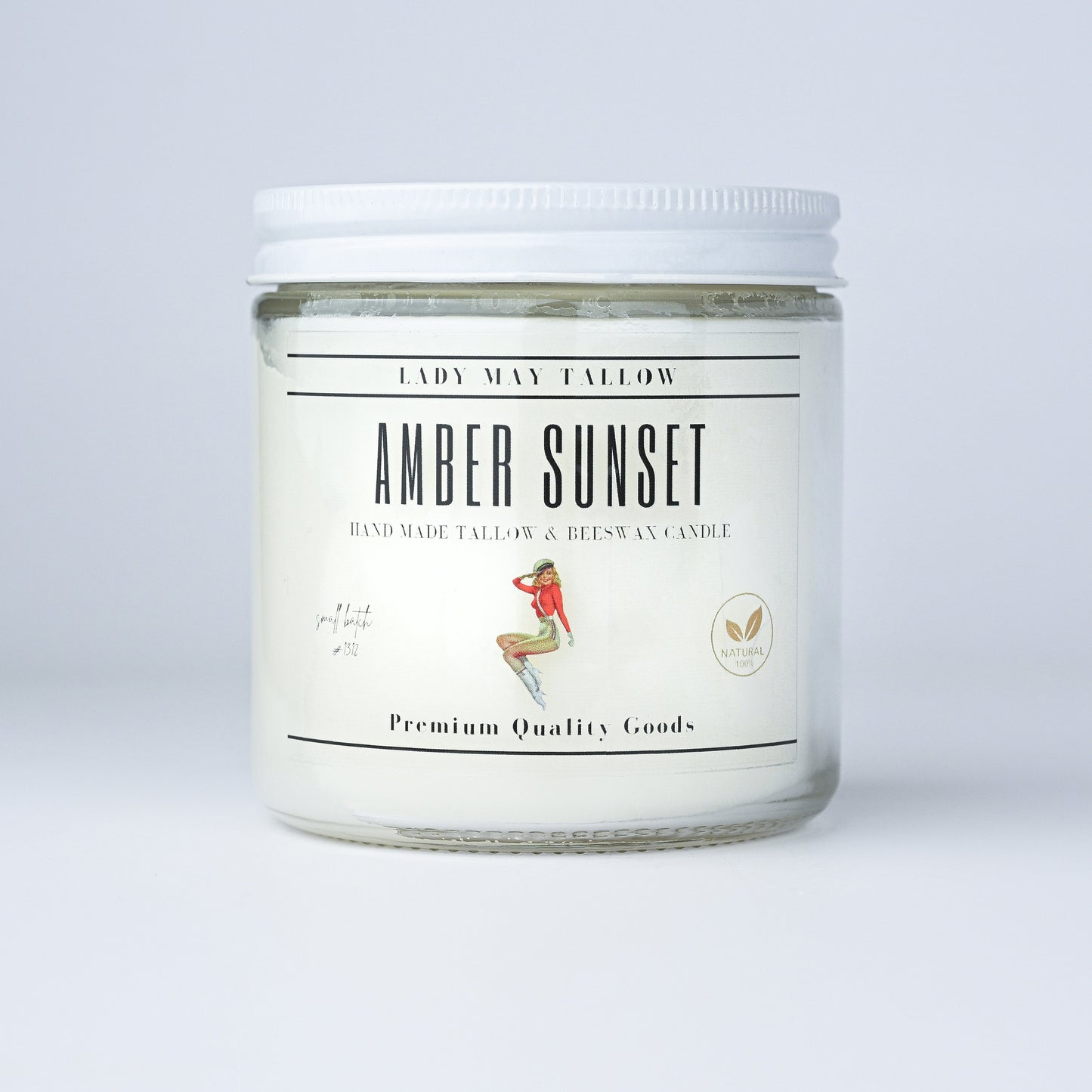 Amber Sunset Tallow & Beeswax Candle | All Natural, Non Toxic, Clean Burning The Lady May