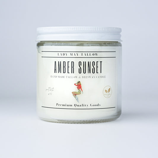 Amber Sunset Tallow & Beeswax Candle | All Natural, Non Toxic, Clean Burning The Lady May