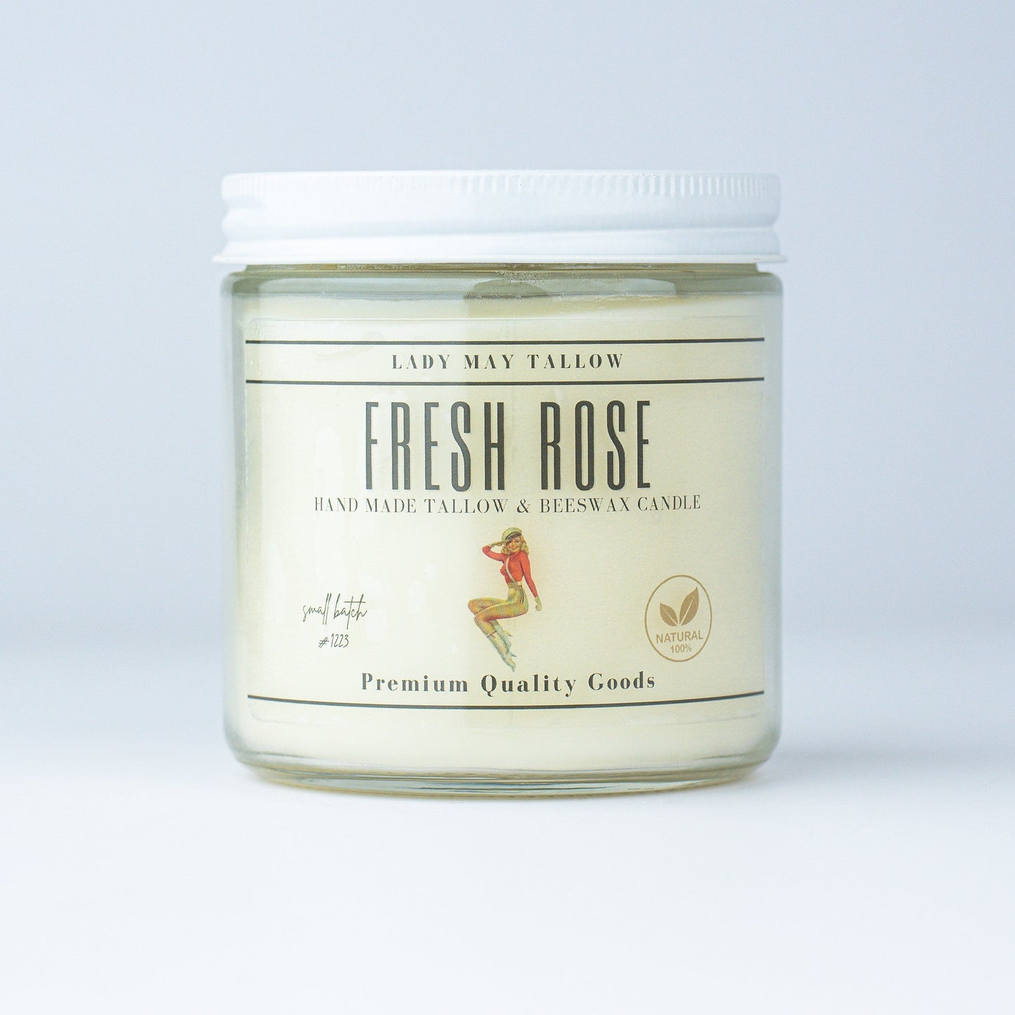Fresh Rose Tallow & Beeswax Candle | All Natural, Non-toxic, Clean Burning The Lady May
