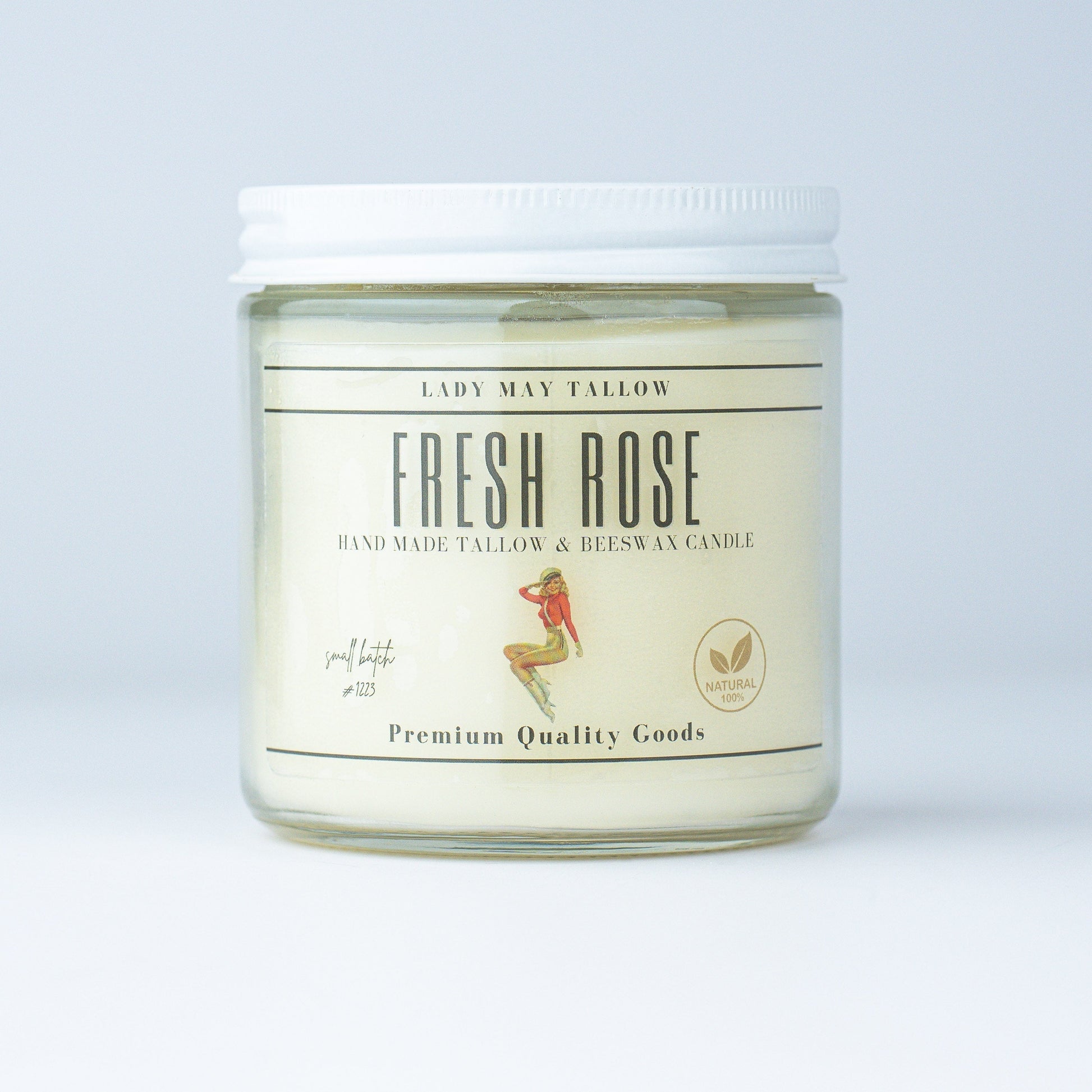 Fresh Rose Tallow & Beeswax Candle | All Natural, Non-toxic, Clean Burning The Lady May
