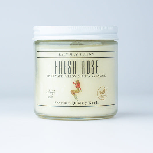 Fresh Rose Tallow & Beeswax Candle | All Natural, Non-toxic, Clean Burning The Lady May