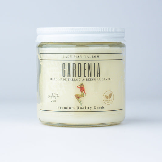 Gardenia Tallow & Beeswax Candle | All Natural, Non-Toxic, Clean Burning The Lady May
