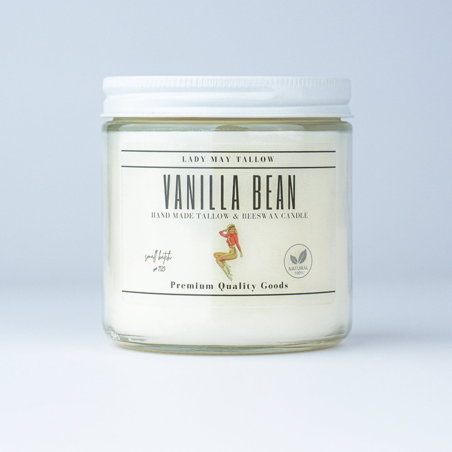 Vanilla Bean Tallow & Beeswax Candle | All Natural, Non-Toxic, Clean Burning The Lady May