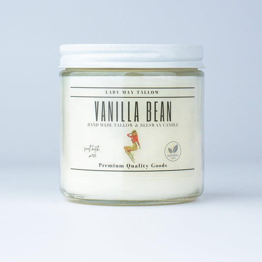 Vanilla Bean Tallow & Beeswax Candle | All Natural, Non-Toxic, Clean Burning The Lady May