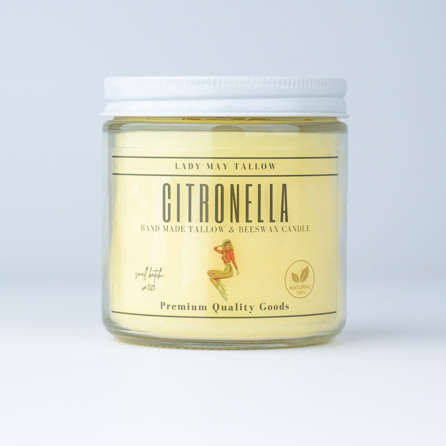 Citronella Tallow & Beeswax Candle | All Natural, Non-Toxic, Clean Burning The Lady May