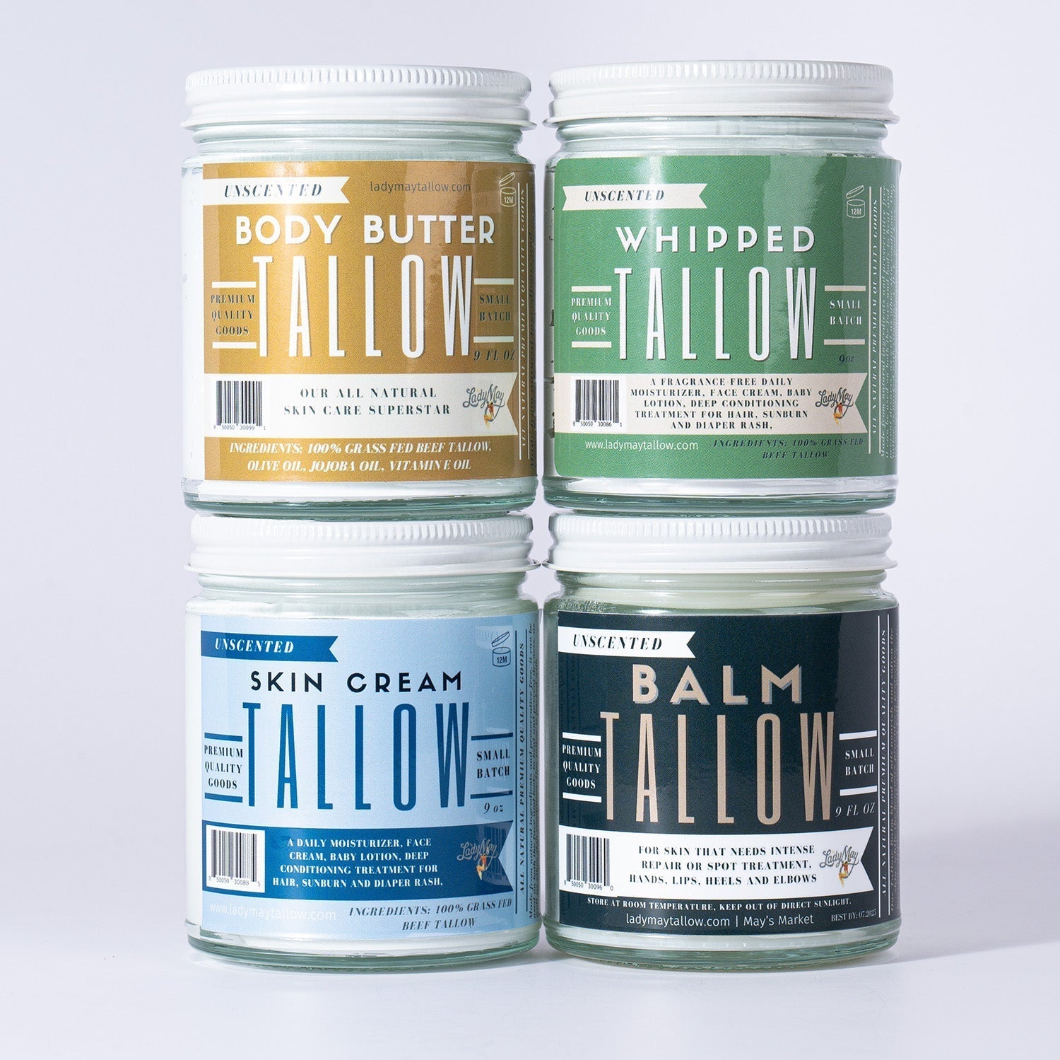 Tallow Skincare Collection - Unscented (9oz) The Lady May