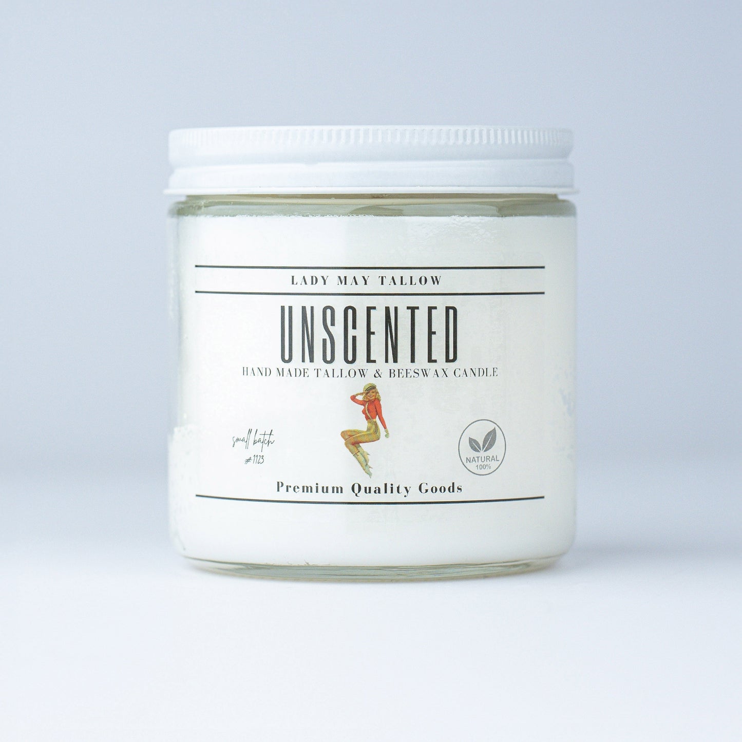 Unscented Tallow & Beeswax Candle | All Natural, Non-Toxic, Clean Burning The Lady May